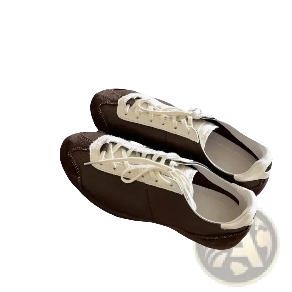Women suede casual sneakers in brown suede with white laces and accents lightweight breathable tennis shoes