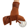 Orange women suede touchscreen winter gloves in faux suede and leather with cross-over wrist for warm driving use back view