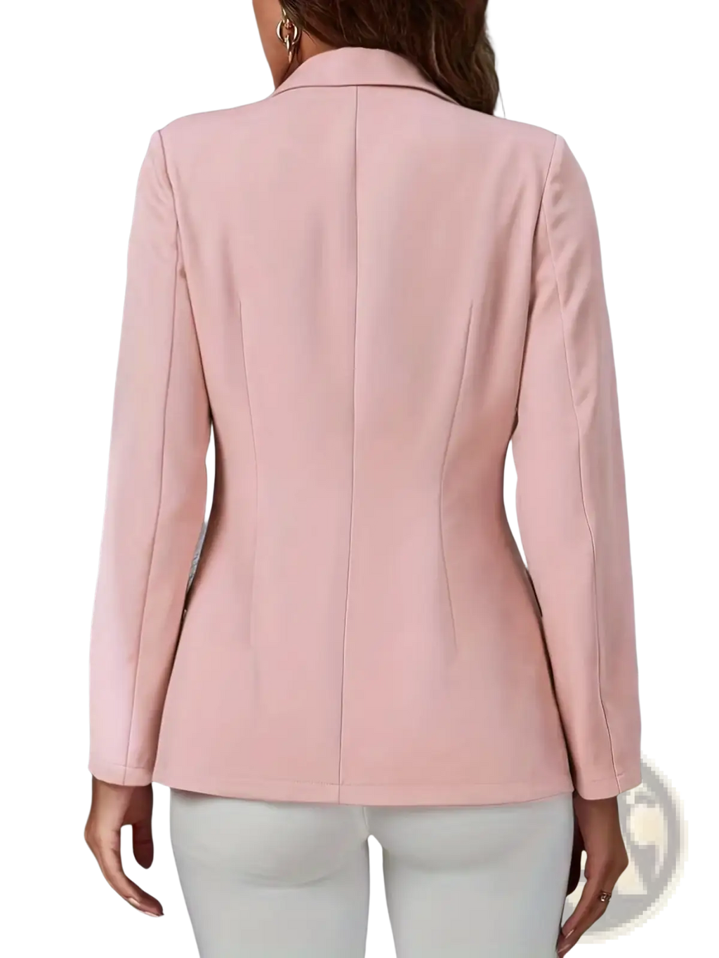 Women tailored twill blazer in blush pink with a fitted design and subtle seam detailing for casual work wear