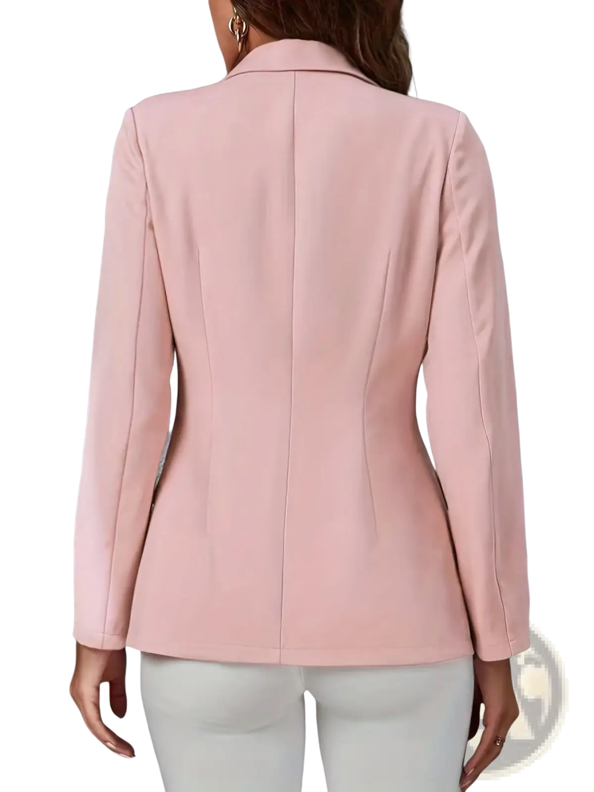 Women tailored twill blazer in blush pink with a fitted design and subtle seam detailing for casual work wear
