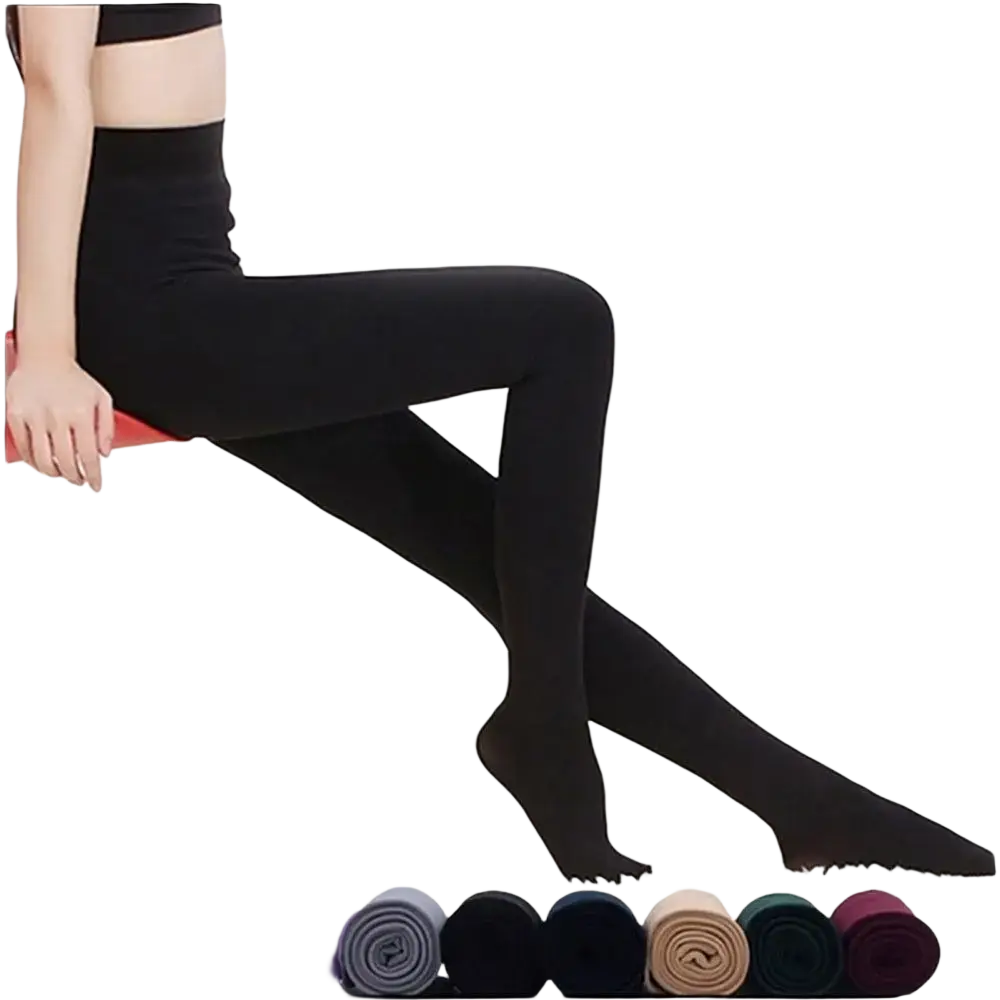 Black women thermal fleece lined leggings with a snug fit and soft insulating lining for warmth and comfort