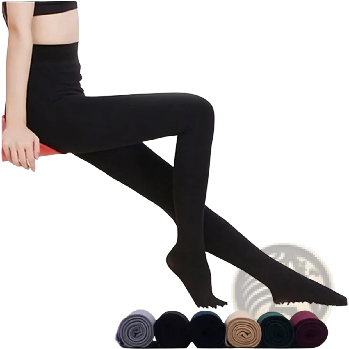 Black women thermal fleece lined leggings with a snug fit and soft insulating lining for warmth and comfort