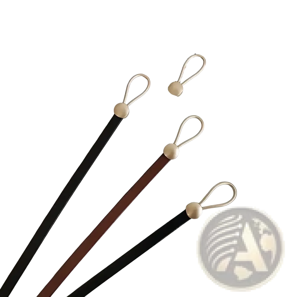 Women thin pu leather belt set with slim black and brown belts featuring gold-tone metal loops at the ends