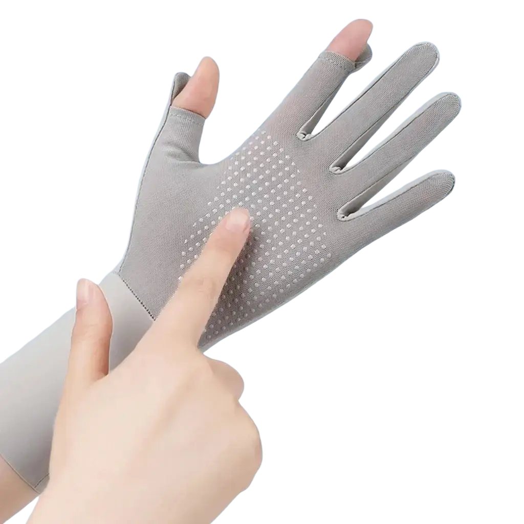 Gray silicone dot palm fingerless glove made of silicone for women uv protection cycling gloves with anti-slip grip