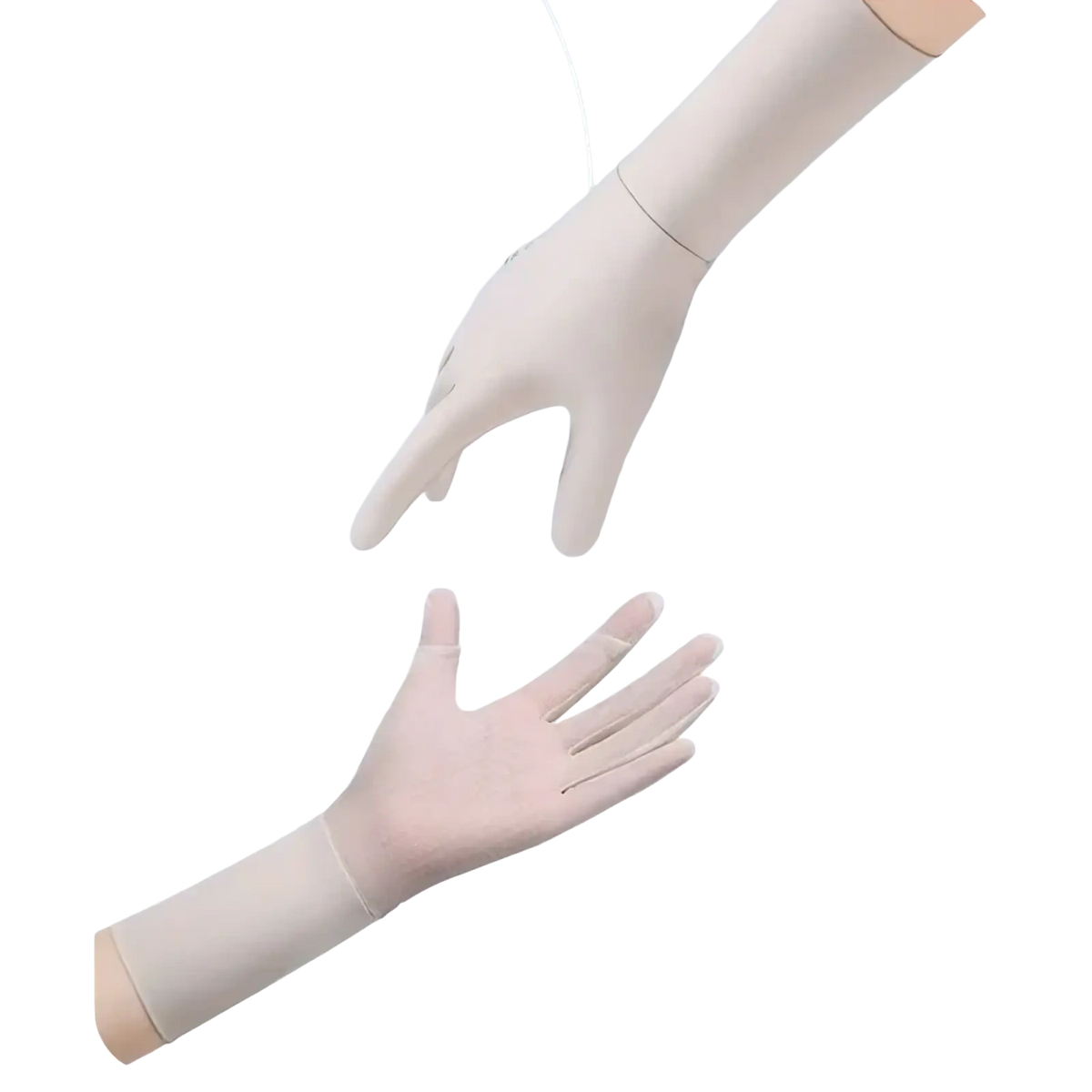 Off-white latex women uv protection cycling gloves with smooth translucent texture and reinforced cuffs