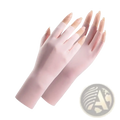 Pink fingerless stretchy fabric gloves with smooth texture and tapered design for women UV protection sunscreen driving