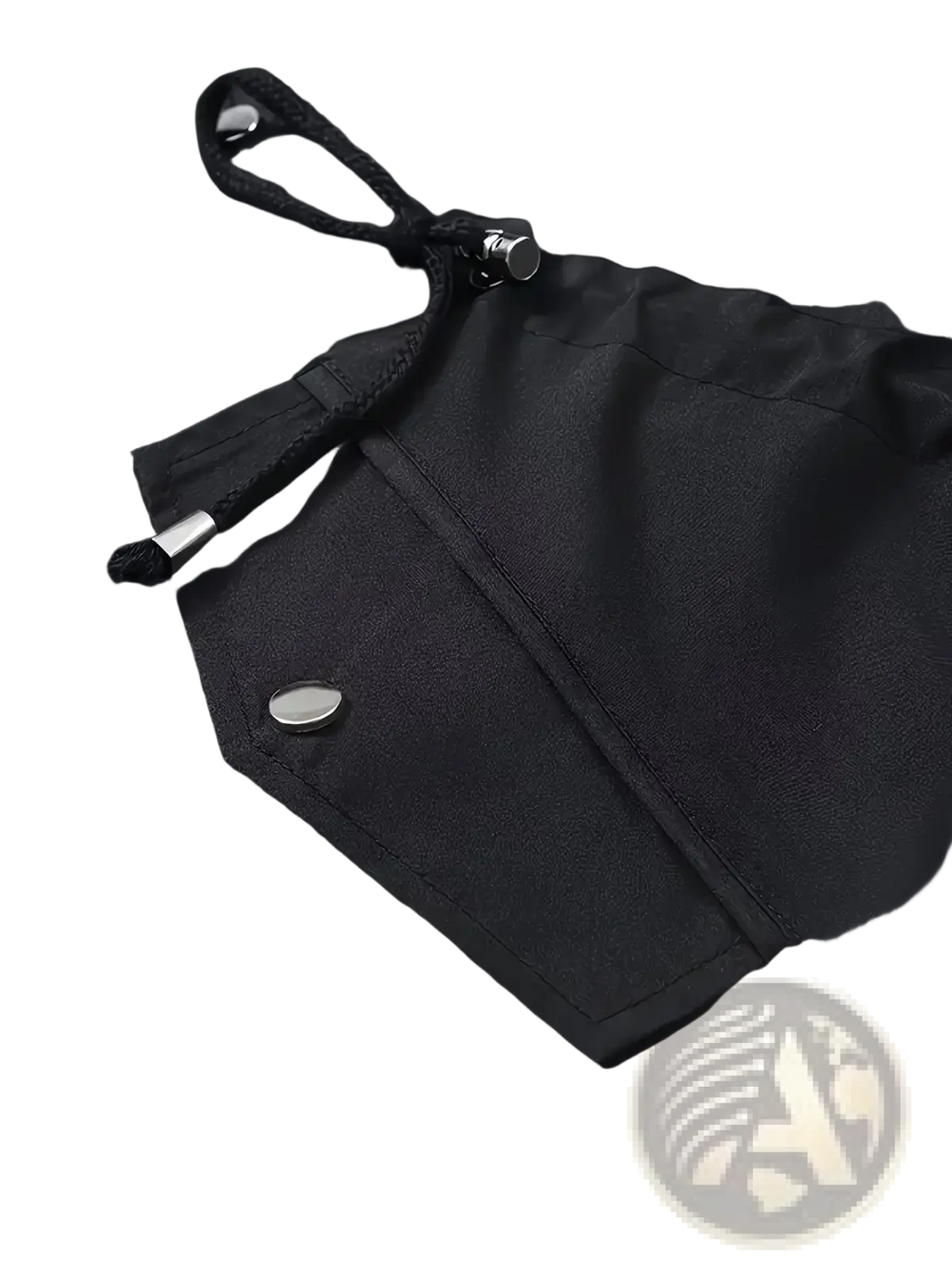 Black nylon waterproof women hooded trench coat with drawstring hood and silver-toned metal hardware visible from back