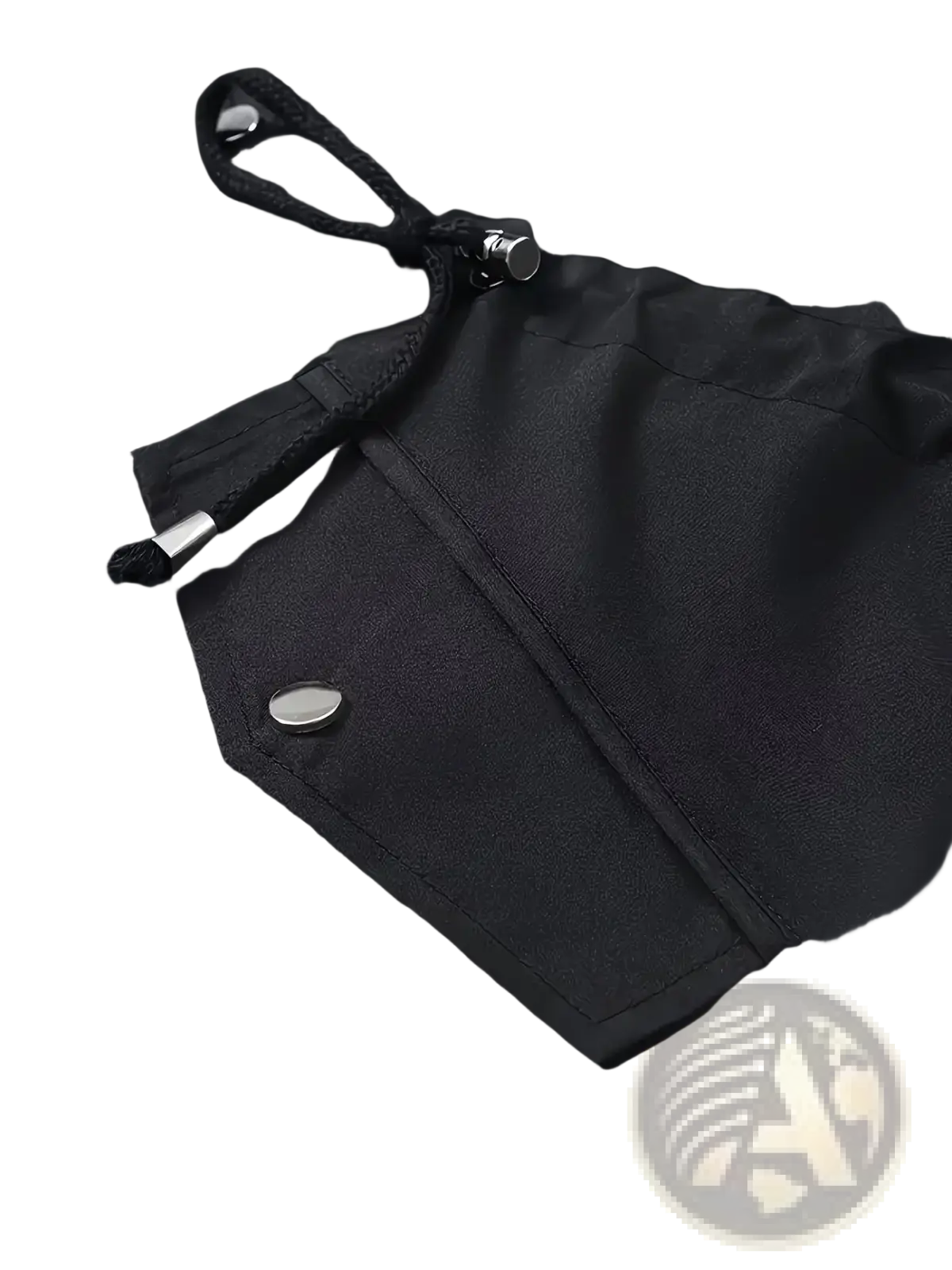 Black nylon waterproof women hooded trench coat with drawstring hood and silver-toned metal hardware visible from back