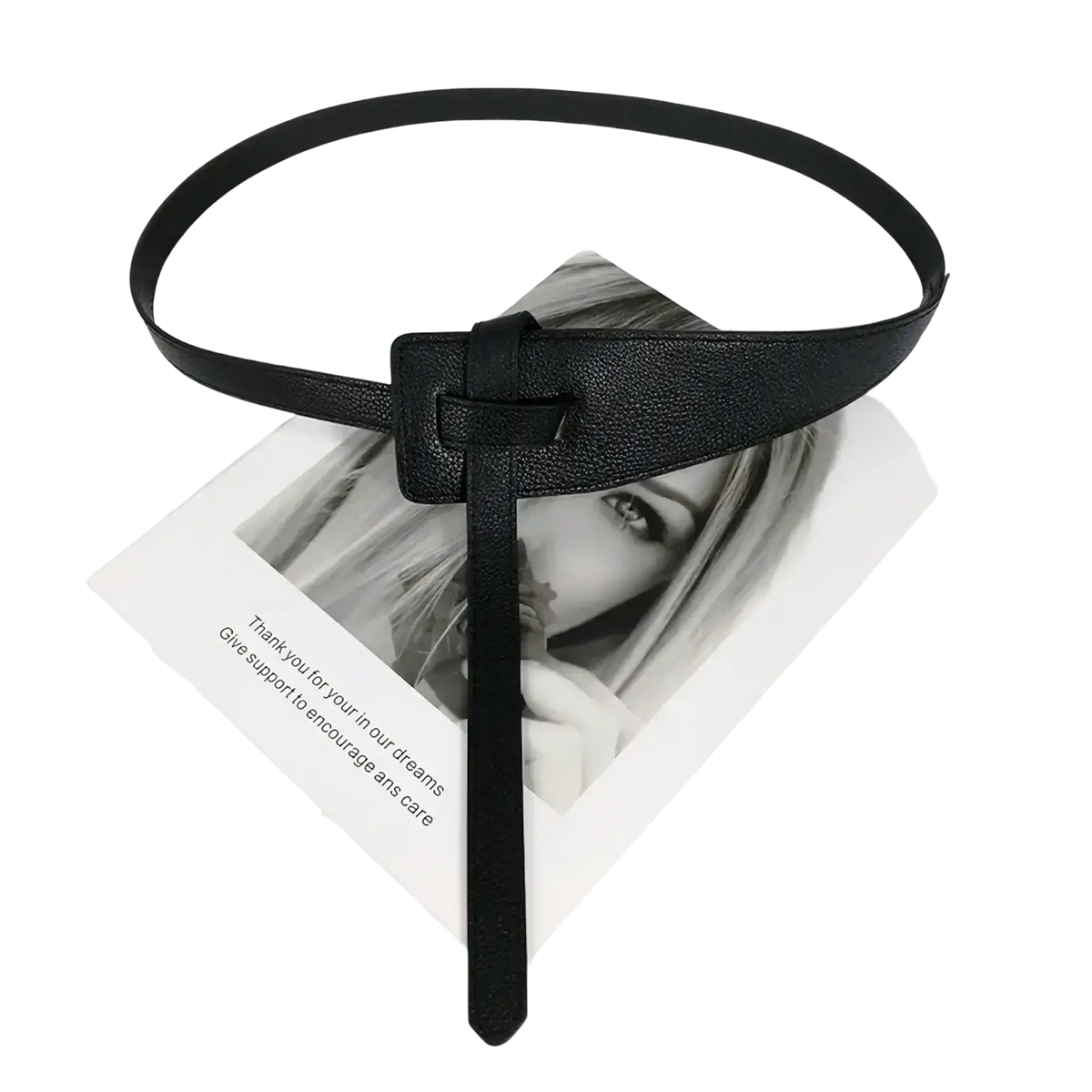 Black leather dress belt for women wide pu leather with minimalist rectangular buckle and tapered end