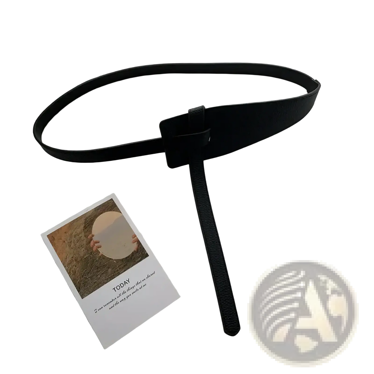 Black wide pu leather knot cummerbund belt with minimalist rectangular buckle and matching strap for women