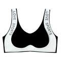 Black and white seamless love sports wide strap push up bra with mesh texture for activewear use