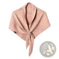 Women winter triangle knit scarf shawl in soft blush pink with subtle textured pattern and tied knot at center