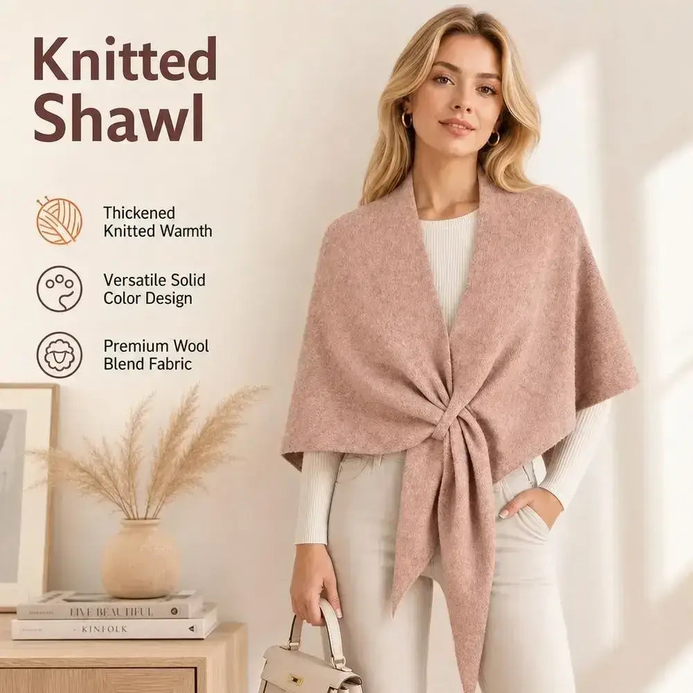 A soft dusty rose women winter triangle knit scarf shawl made from premium wool blend fabric for cold weather