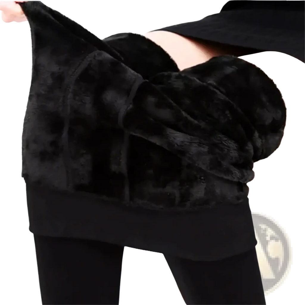 Women winter warm fleece lined black leggings with plush lining and elastic waistband for cold weather comfort