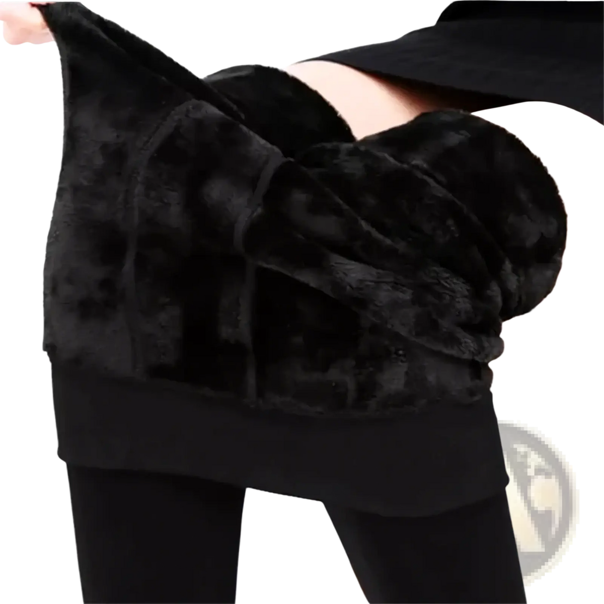 Women winter warm fleece lined black leggings with plush lining and elastic waistband for cold weather comfort