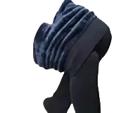 Women winter warm fleece lined leggings with a black leather belt buckle and polished metallic clasp shown from the back side
