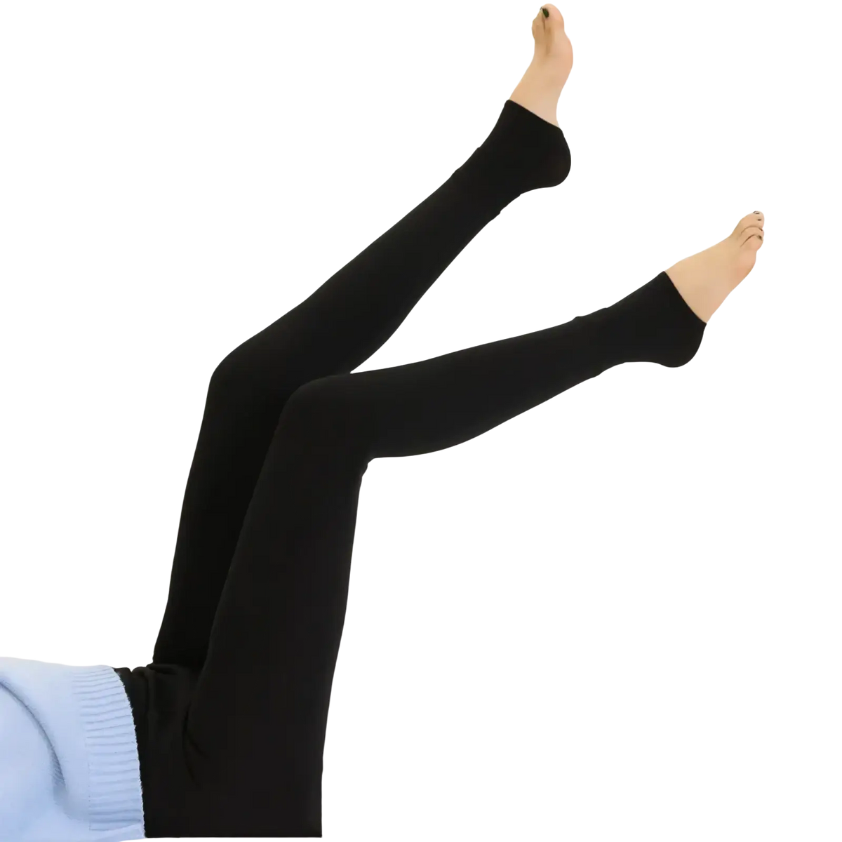 Black women winter warm fleece lined leggings with smooth stretchy material and ribbed cuffs for added comfort