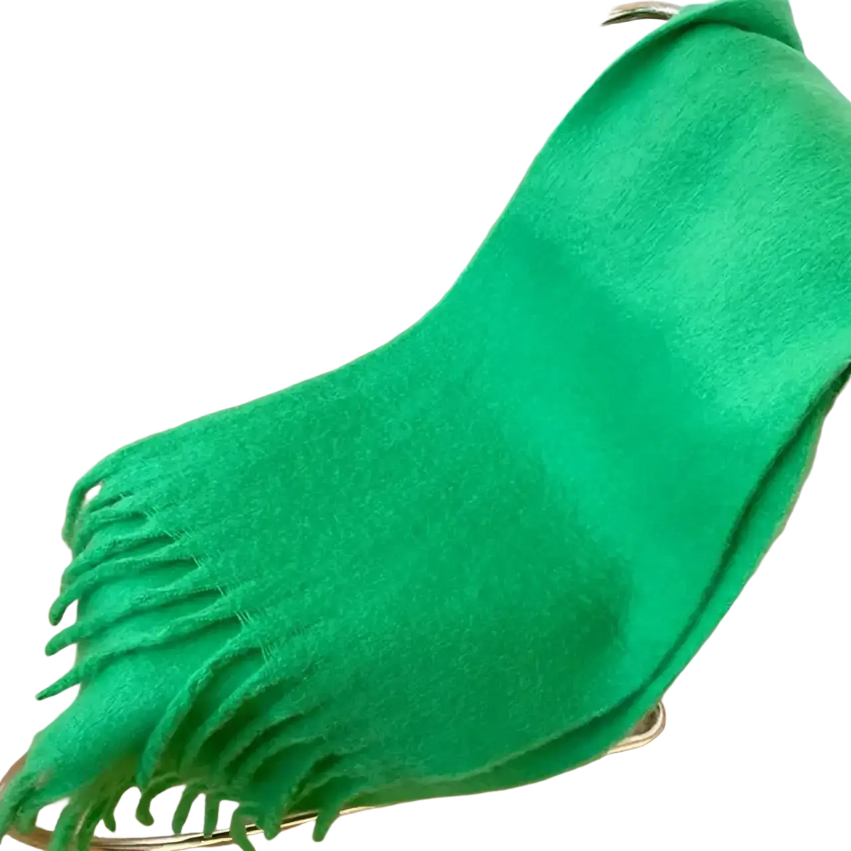 Vibrant emerald green cashmere pashmina shawl scarf with soft plush texture and delicate fringe detailing for women winter warmth