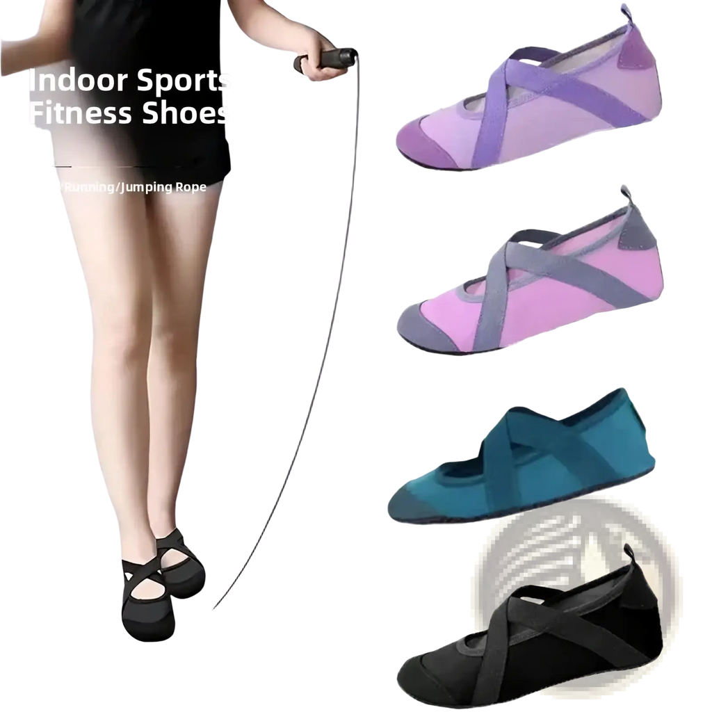 Black women yoga shoes with sleek minimalist design and supportive cross-strap detailing for indoor fitness use