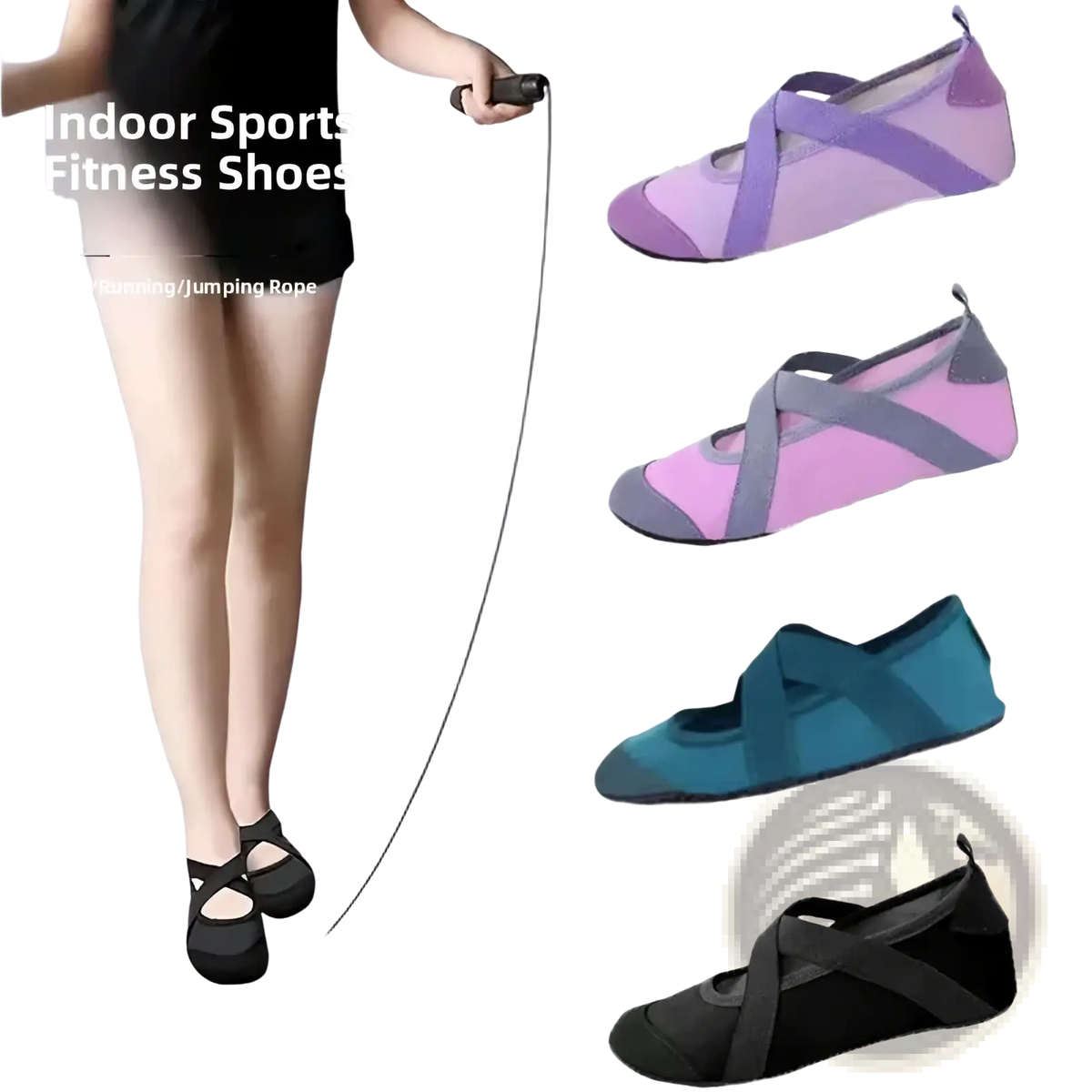 Black women yoga shoes with sleek minimalist design and supportive cross-strap detailing for indoor fitness use