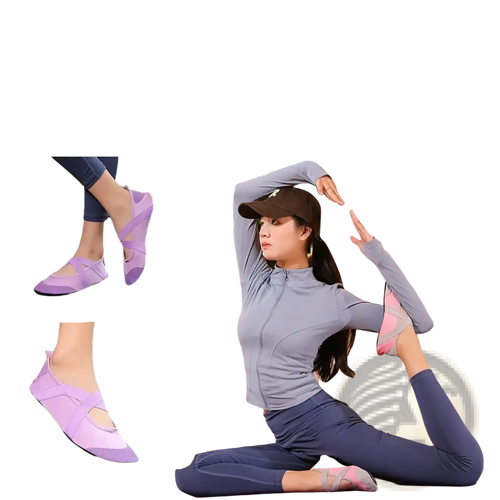Lavender women yoga shoes with sleek minimalist design and soft rubber anti-slip soles for fitness flats