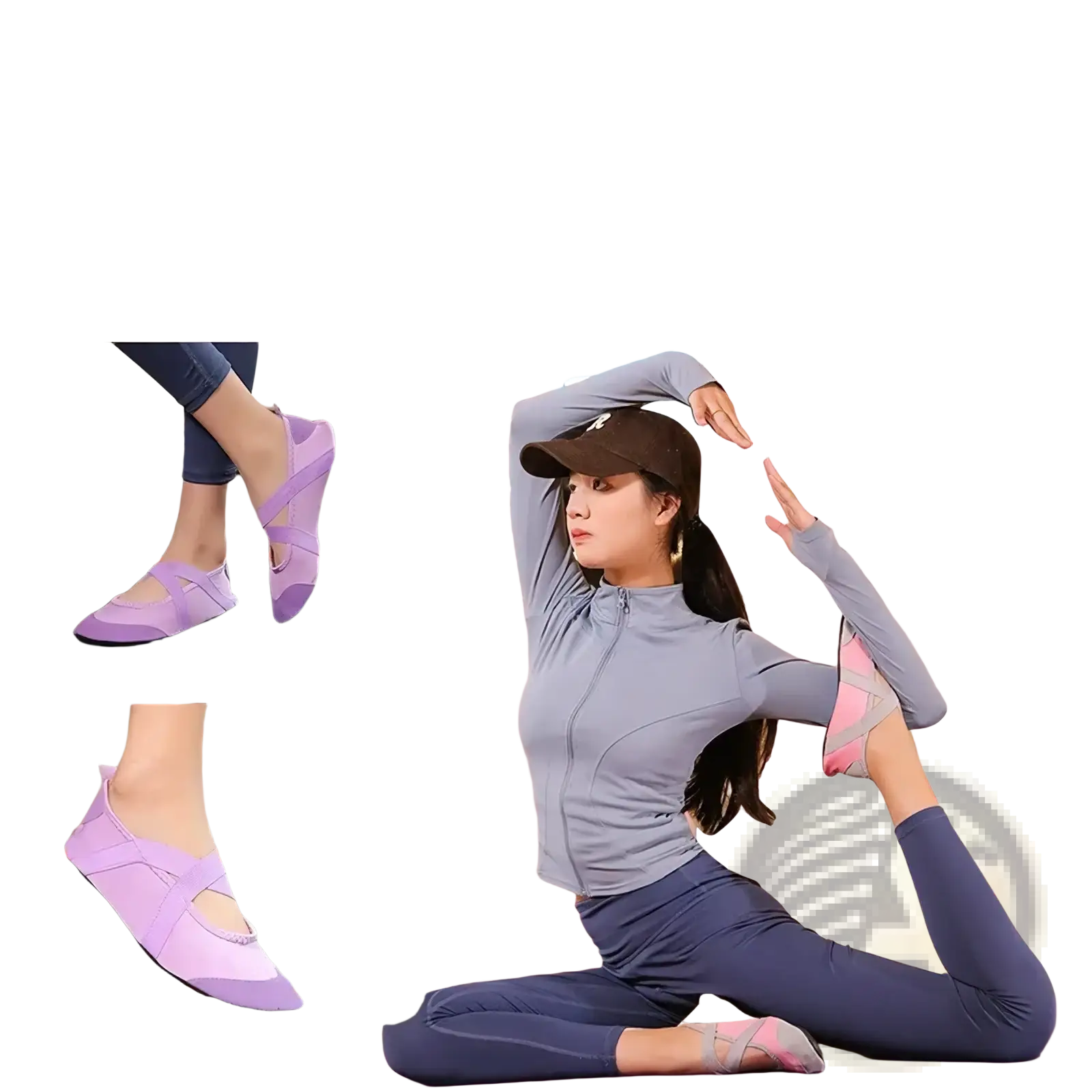 Lavender women yoga shoes with sleek minimalist design and soft rubber anti-slip soles for fitness flats