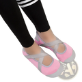 Women yoga shoes pink and gray crossover strap anti-slip fitness ballet flats designed for comfort and stability