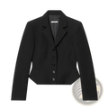 Black ziadah slim spring office blazer featuring a structured collar and five matching buttons for women