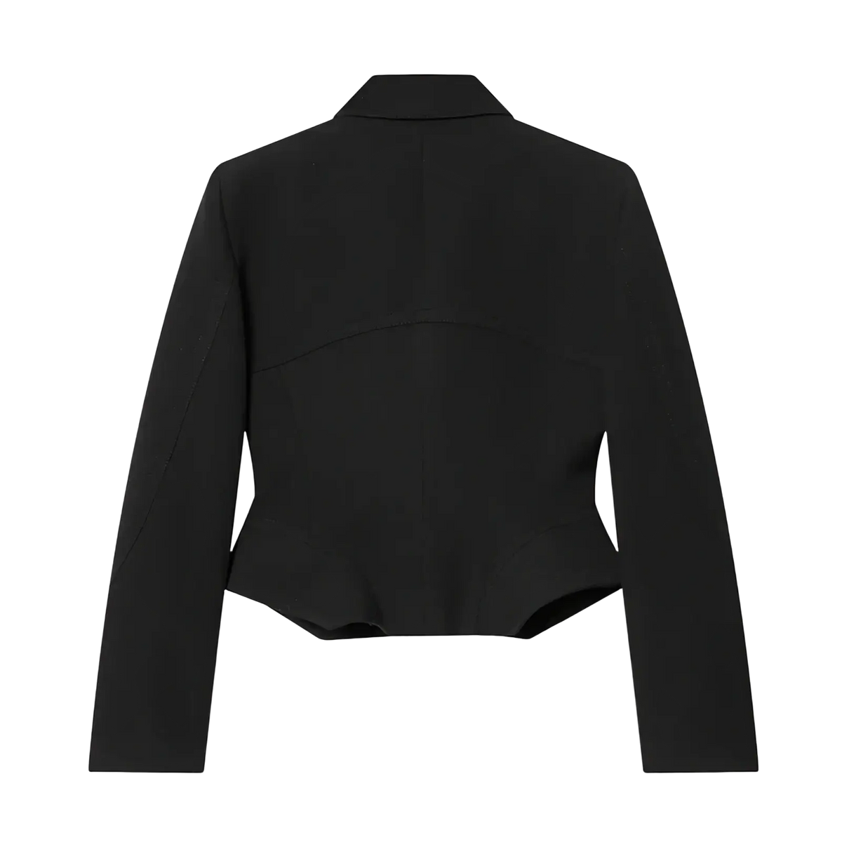 Black tailored peplum blazer with long sleeves designed for women’s chic slim spring office wear