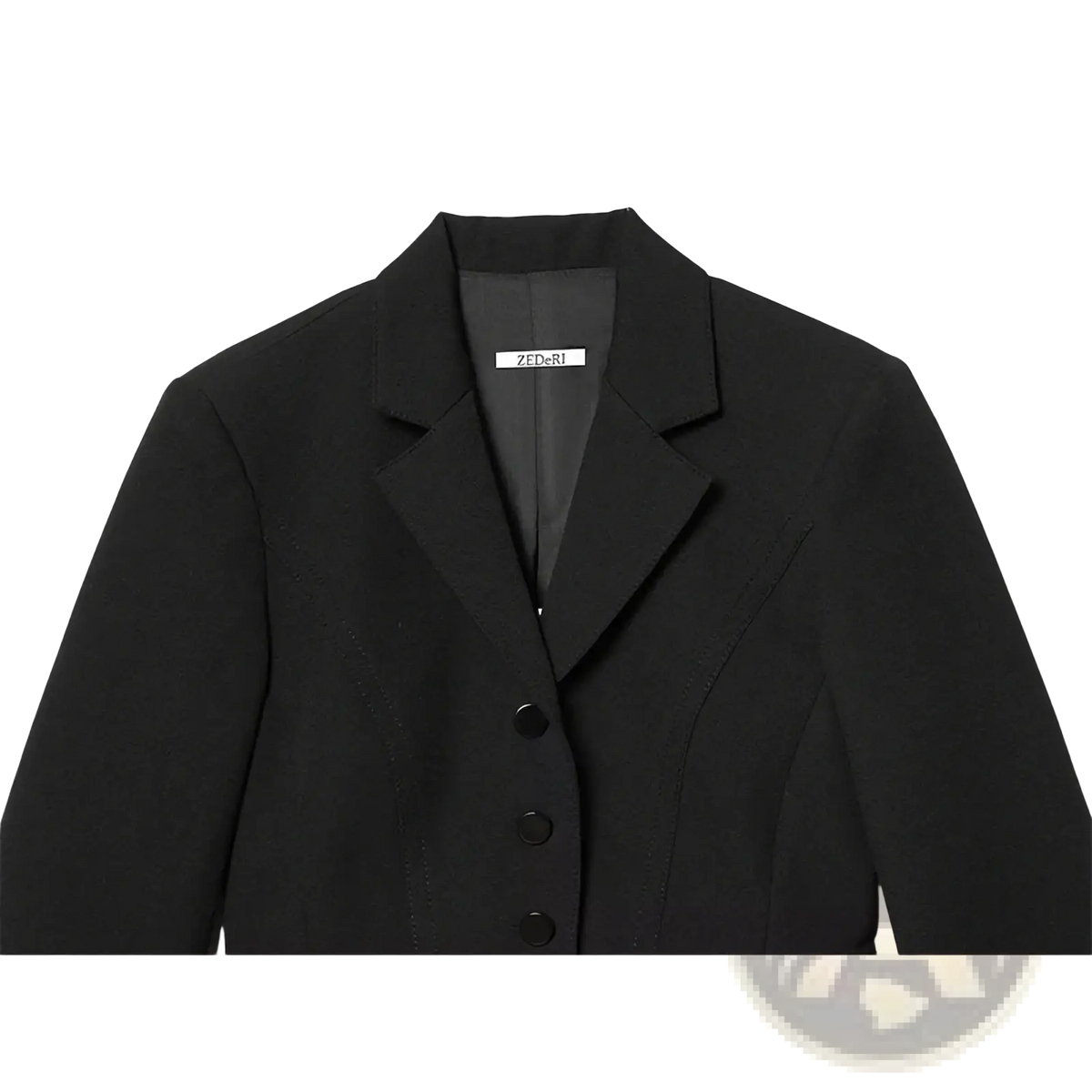 Black zederi women’s chic slim spring office blazer with structured collar and three black buttons
