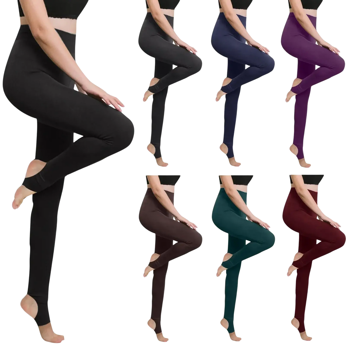 Black high waisted fleece lined warm winter leggings with an ankle cutout designed for cold weather use