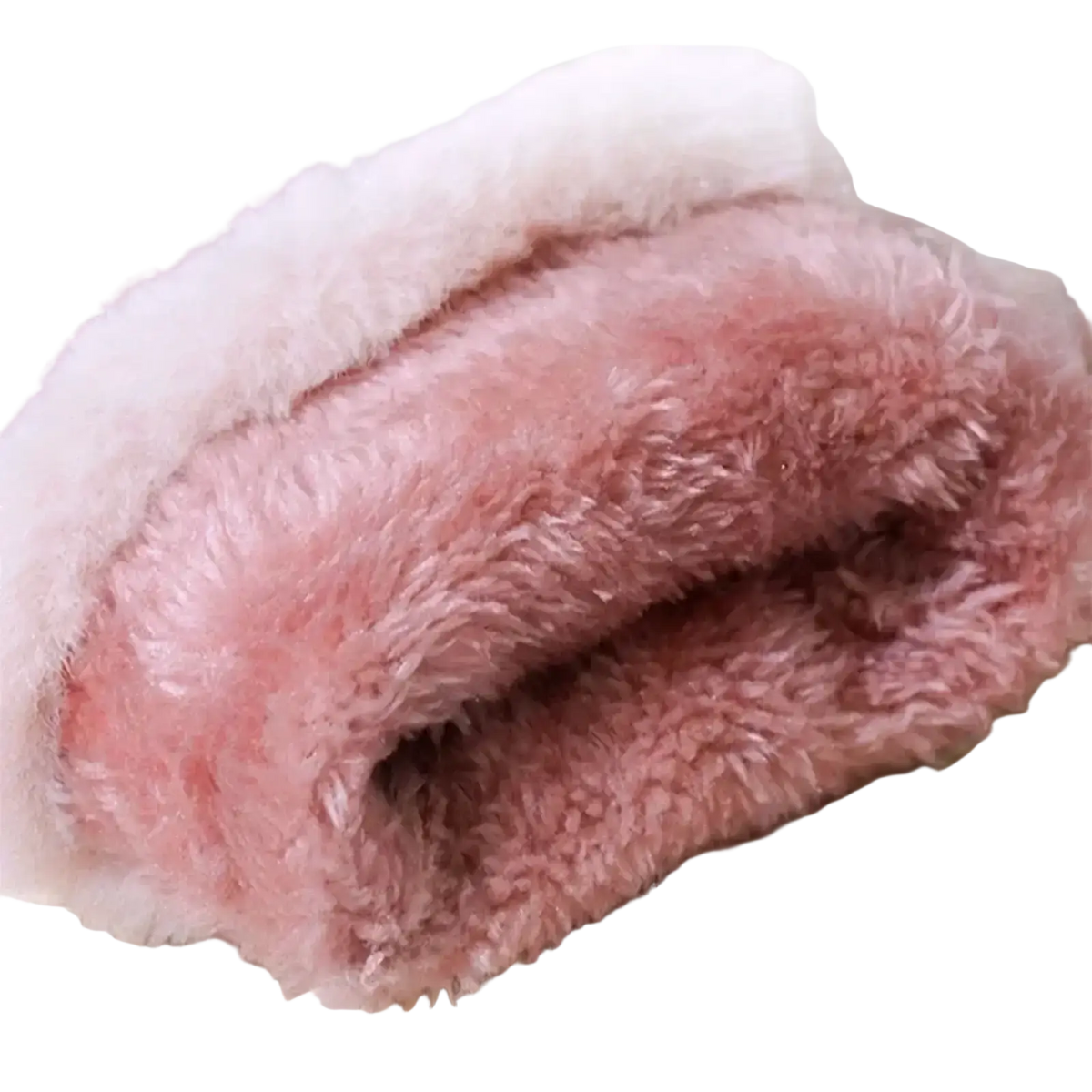 Women’s pink and white plush fleece-lined finger gloves are warm windproof winter gloves with touch screen capability