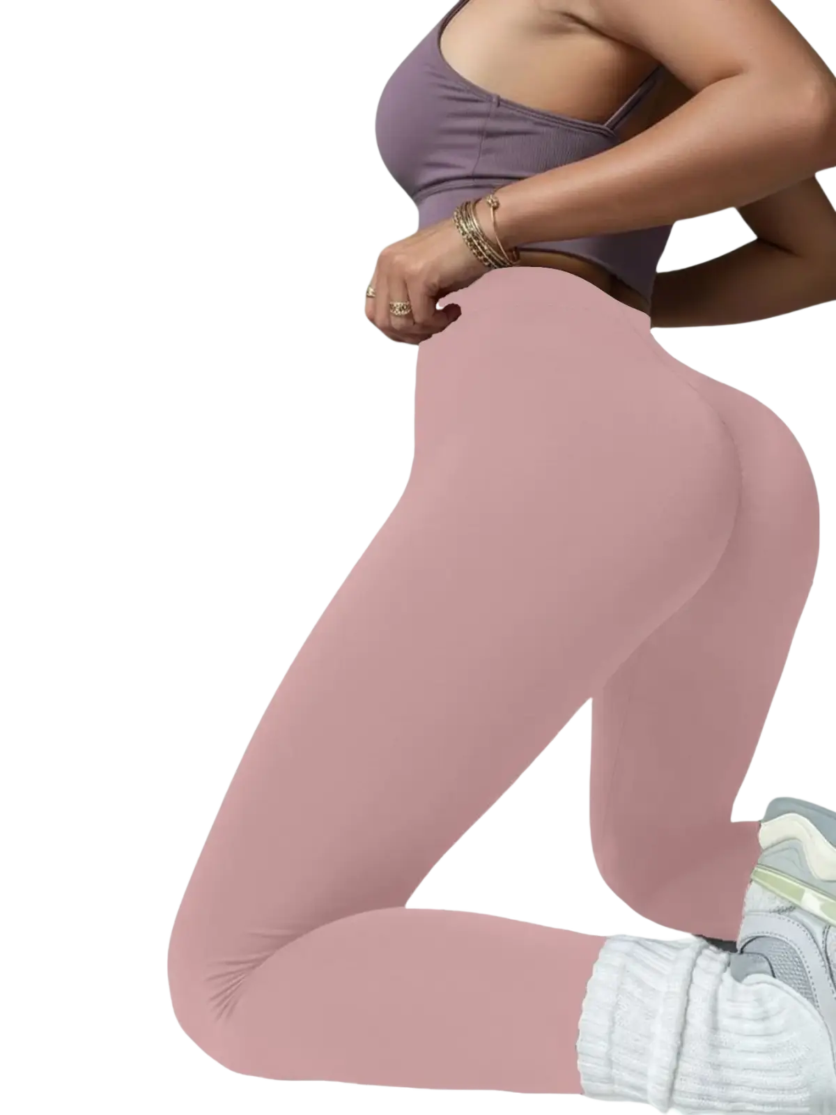 Pink women’s high stretch soft leggings made of stretchy material for running yoga pilates and cycling use
