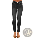 Women’s high-waisted stretch skinny jeans in black denim with slim fit and classic five-pocket design