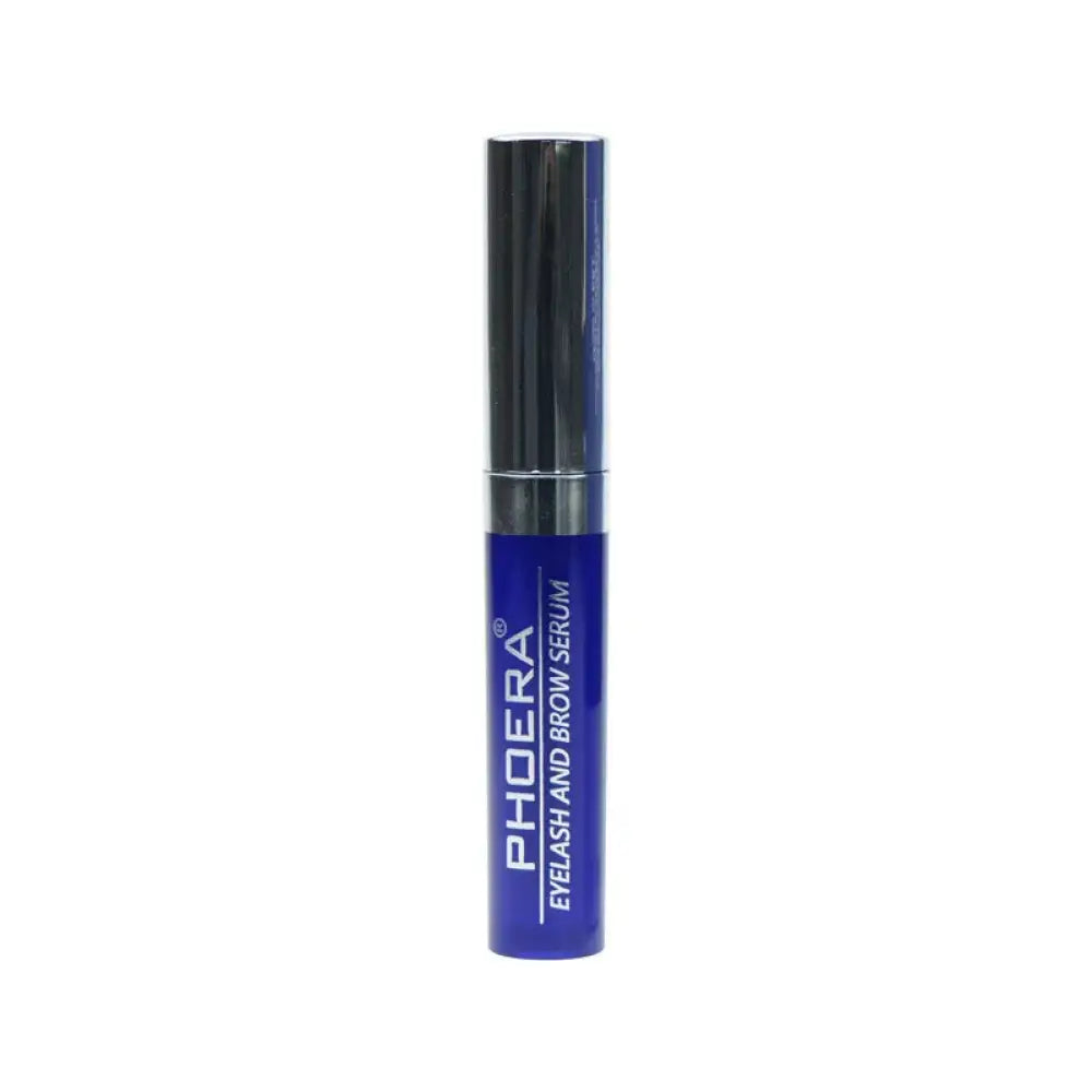 Phoera volumizing and lengthening smudge proof mascara in a sleek blue tube with black cap for eyelash and brow use