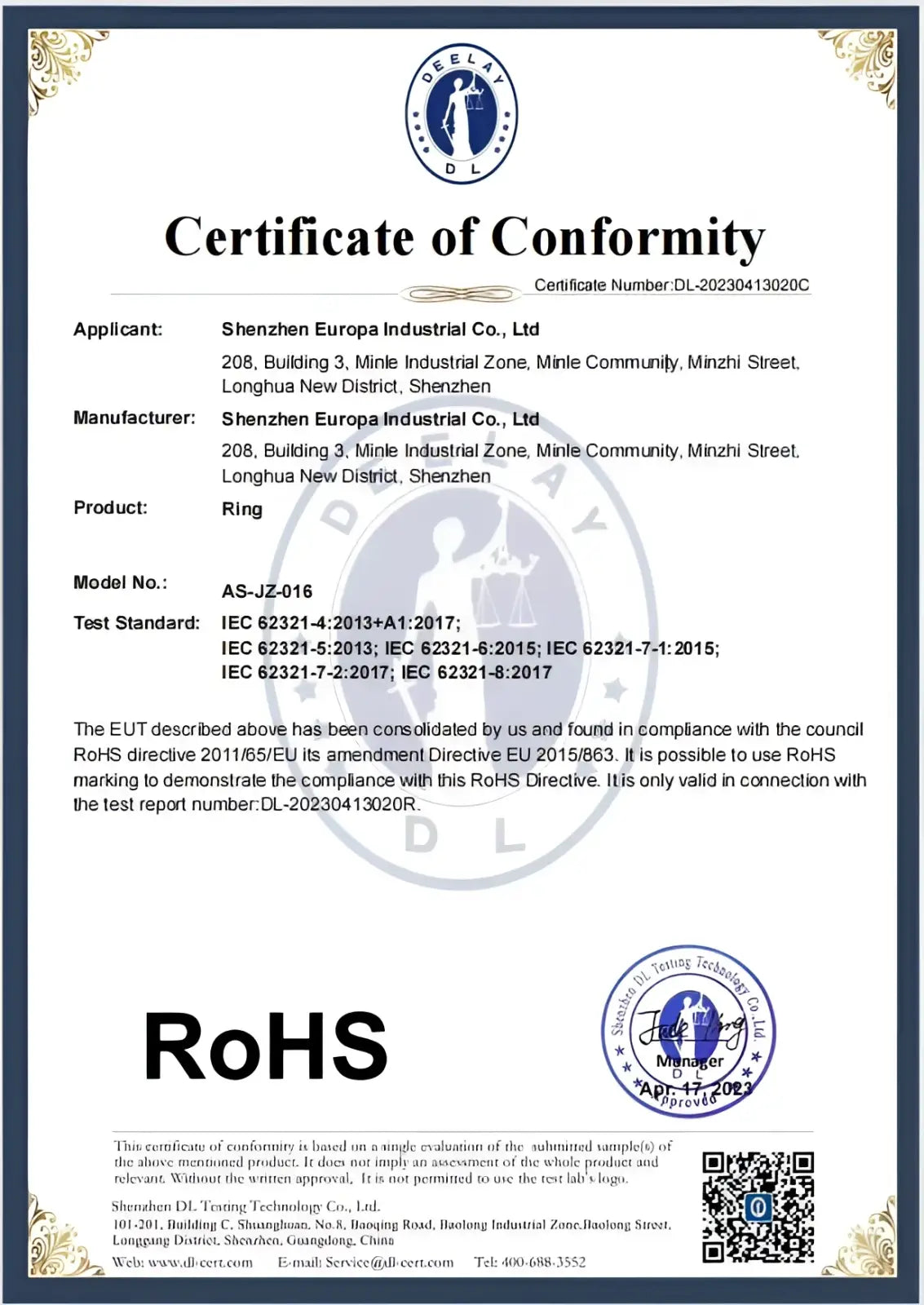Rohs compliance certificate for womens marquise crystal flower stainless steel studs ring by shenzhen europa industrial co ltd