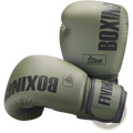 Olive green five boxing gloves with black lettering and logo detailing for women’s pink boxing gloves training and sanda fight gear
