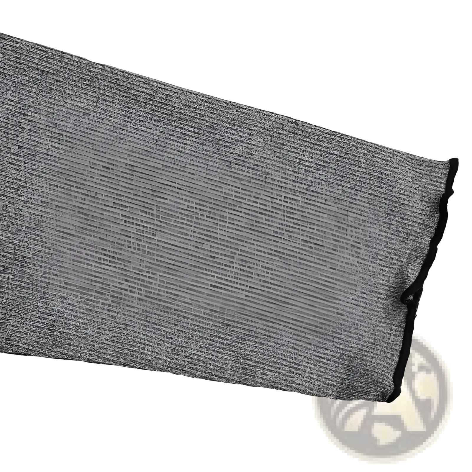 Women’s ruffled ribbed knit slim fit mock neck top showing gray ribbed knit sleeve with black trim edge