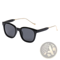 Women’s square polarized fashion sunglasses with black frames gold temple tips and dark gray lenses