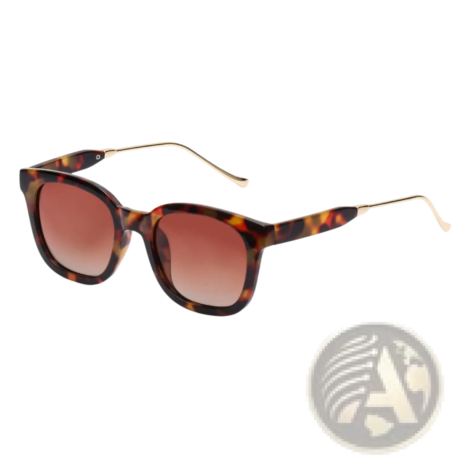 Women’s square polarized tortoiseshell acetate sunglasses with gradient brown lenses and gold-tone metal temples