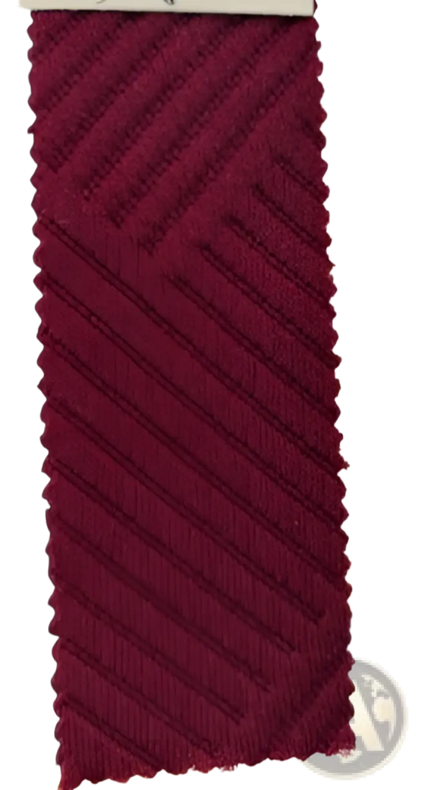 Maroon womens textured knit buttoned long sleeve hoodie fabric swatch with diagonal ribbed texture
