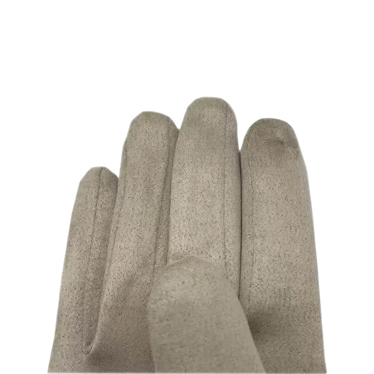 Beige knit women’s thermal touch screen winter gloves with soft textured fabric for cold weather use