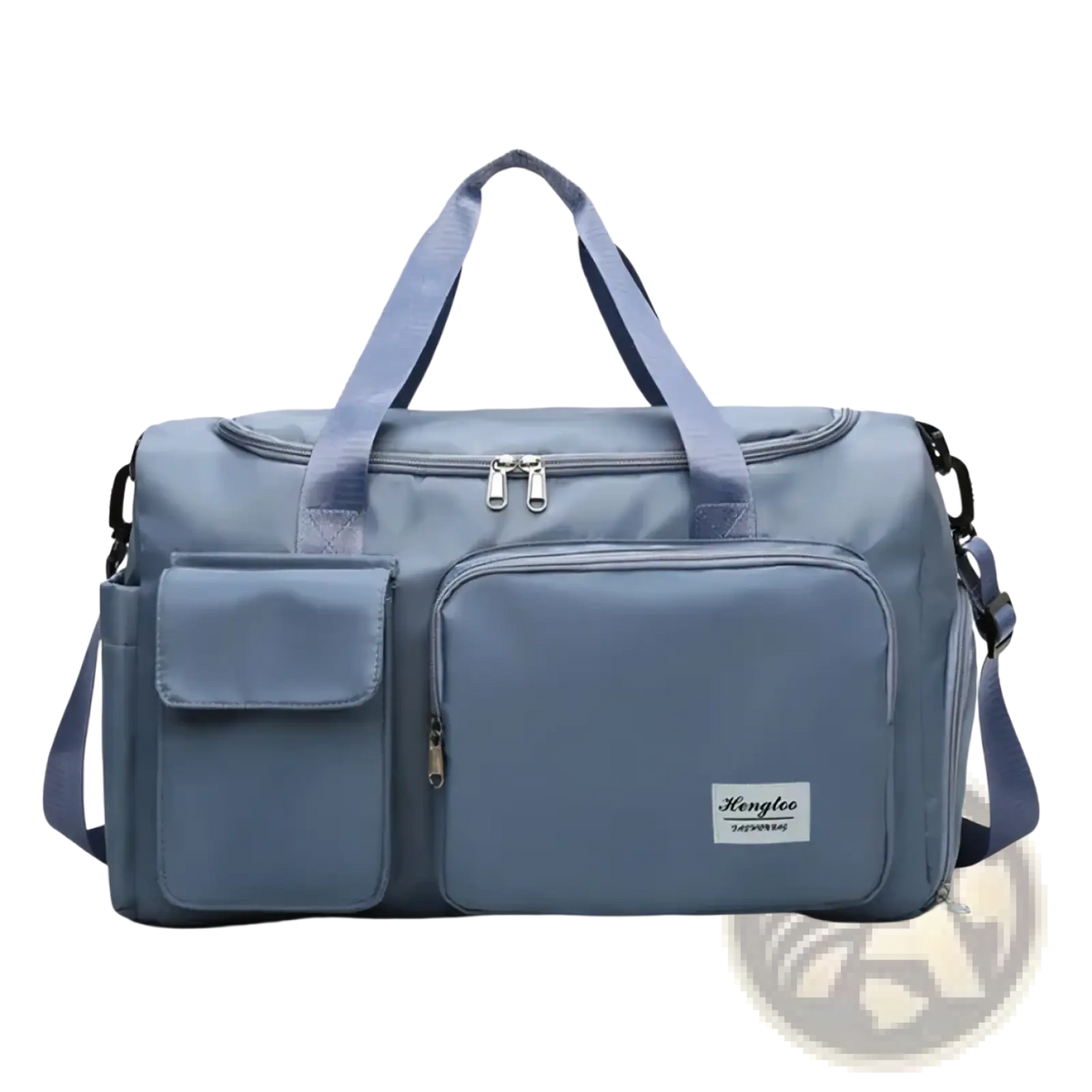 A sleek light blue kanglee large capacity womens travel duffle bag with sturdy handles and detachable shoulder strap