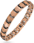 Rose gold pure copper magnetic therapy link bracelet with copper-toned interlocking links and embedded circular magnets