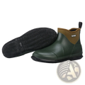 Dark green insulated waterproof deck boot with tan collar black sole and Vevor logo for women fishing shoes