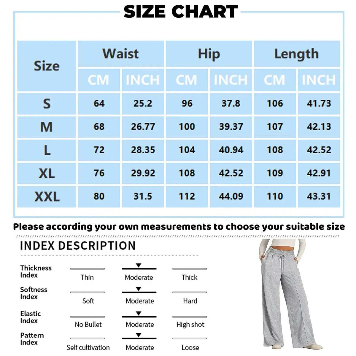 Light gray wide leg fleece lined sweatpants with drawstring waist and soft moderate elasticity pattern type