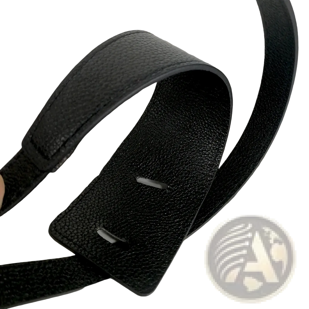 Black textured pu leather wide knot waist belt with rectangular buckle featuring two horizontal slots