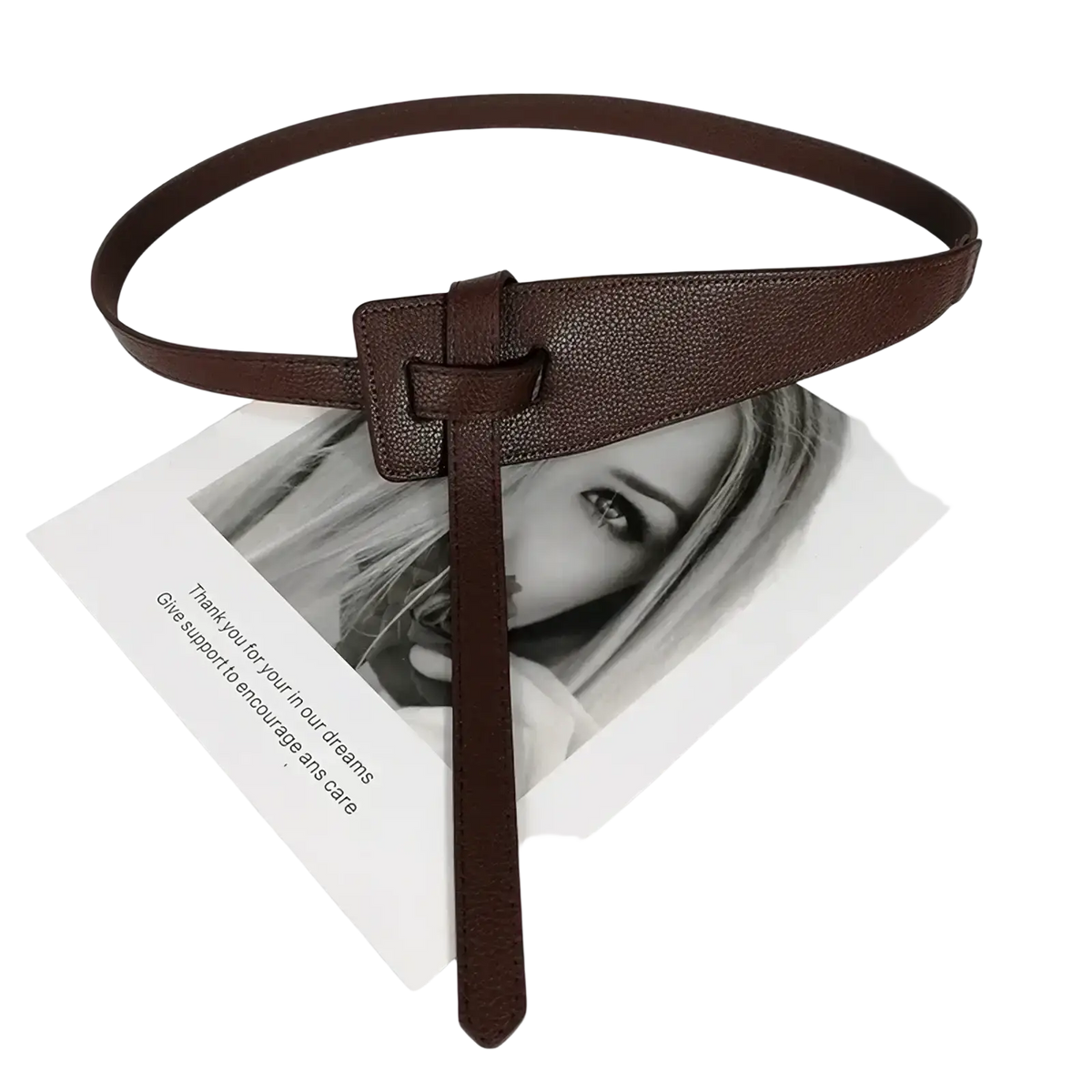 Brown textured wide pu leather knot waist belt with rectangular buckle and matching strap for women