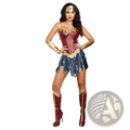 Wonder woman anime cosplay costume adult halloween dress featuring red and gold corset top and blue star skirt
