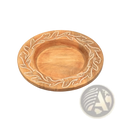 Wood charger plate handcrafted rustic tableware set round wooden tray with light brown finish and engraved leaf pattern rim